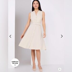 Linen Belted Fit & Flare Dress